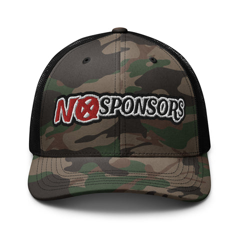No Sponsors Camo trucker hat